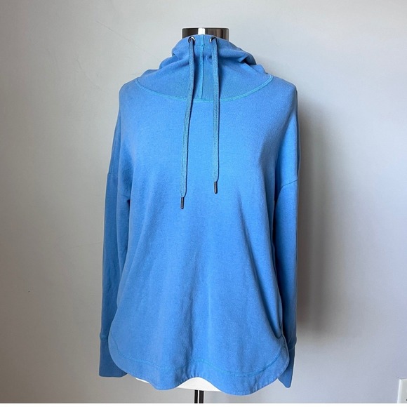 Sweaty Betty Blue Cowl Neck Hoodie Sweatshirt Womens Size 12 - Picture 2 of 16